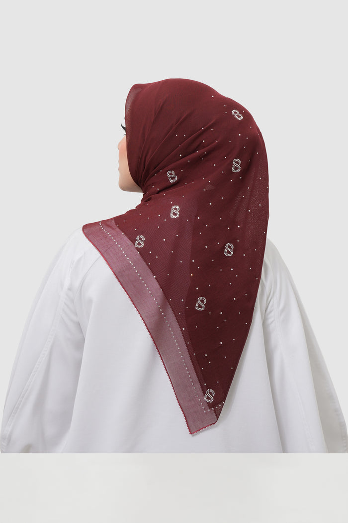 everyday glam scarf in maroon by buttonscarves back view
