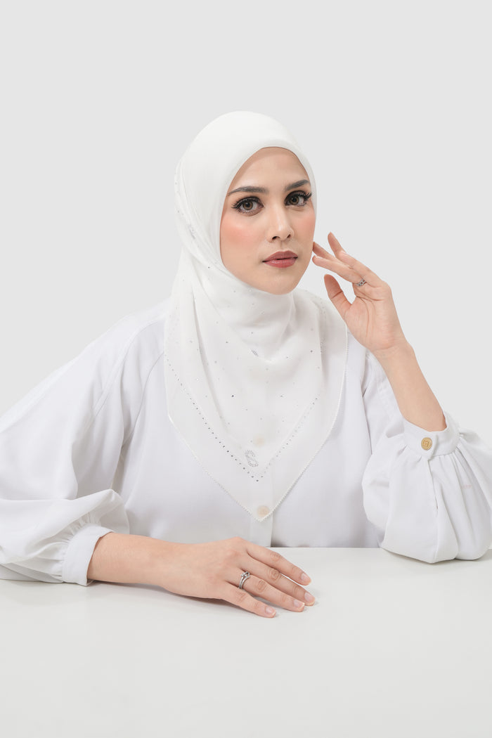 everyday glam scarf in white by buttonscarves