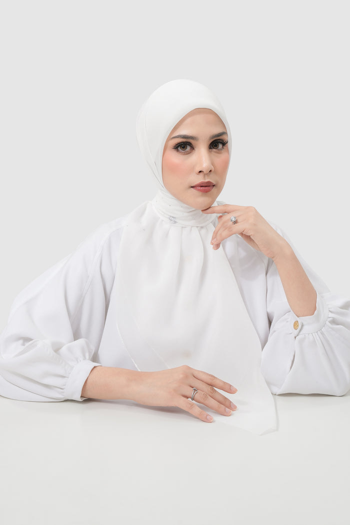 everyday glam scarf in white by buttonscarves front view