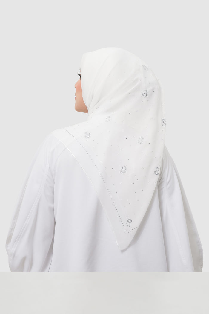 everyday glam scarf in white by buttonscarves back view