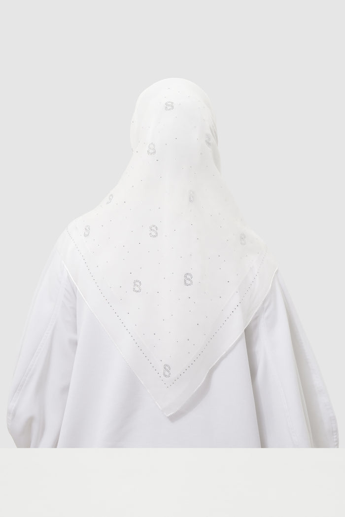 everyday glam scarf in white by buttonscarves back view