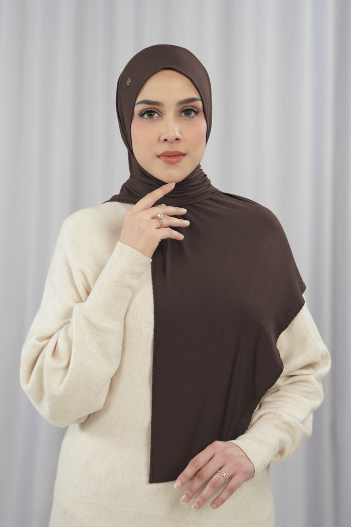 everyday jersey slip-on scarf in brown by buttonscarves