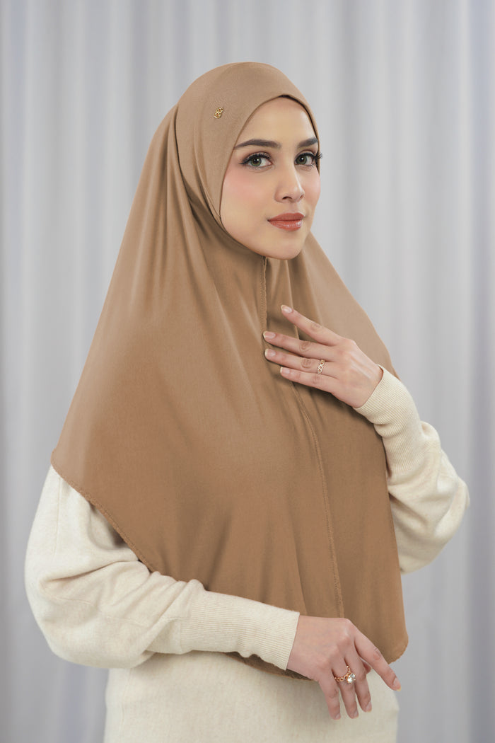 everyday jerysey slip-on scarf in camel by buttonscarves