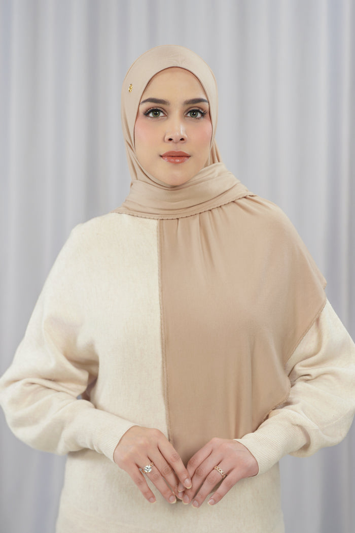 everyday jersey slip-on scarf in wheat by buttonscarves