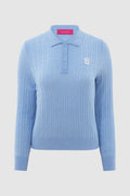 everyday knit half button in blue by buttonscarves