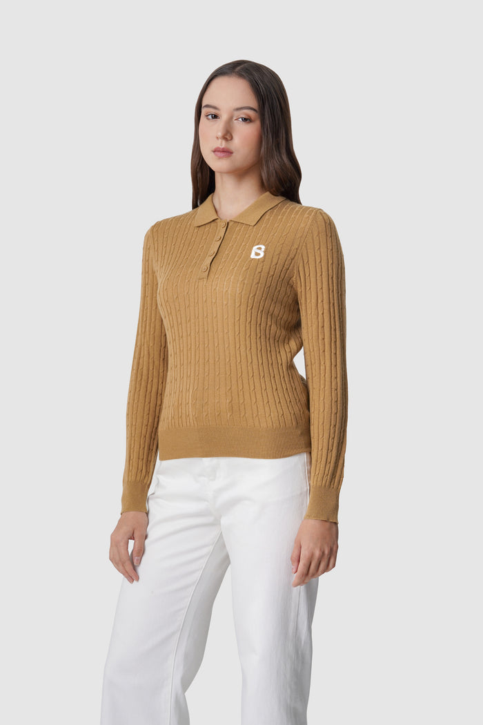 Everyday Knit Half Button - Camel