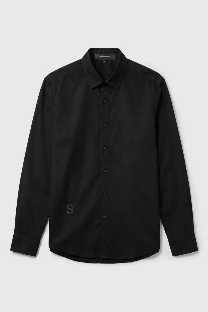 everyday men embroidery long sleeve shirt in black by buttonscarves