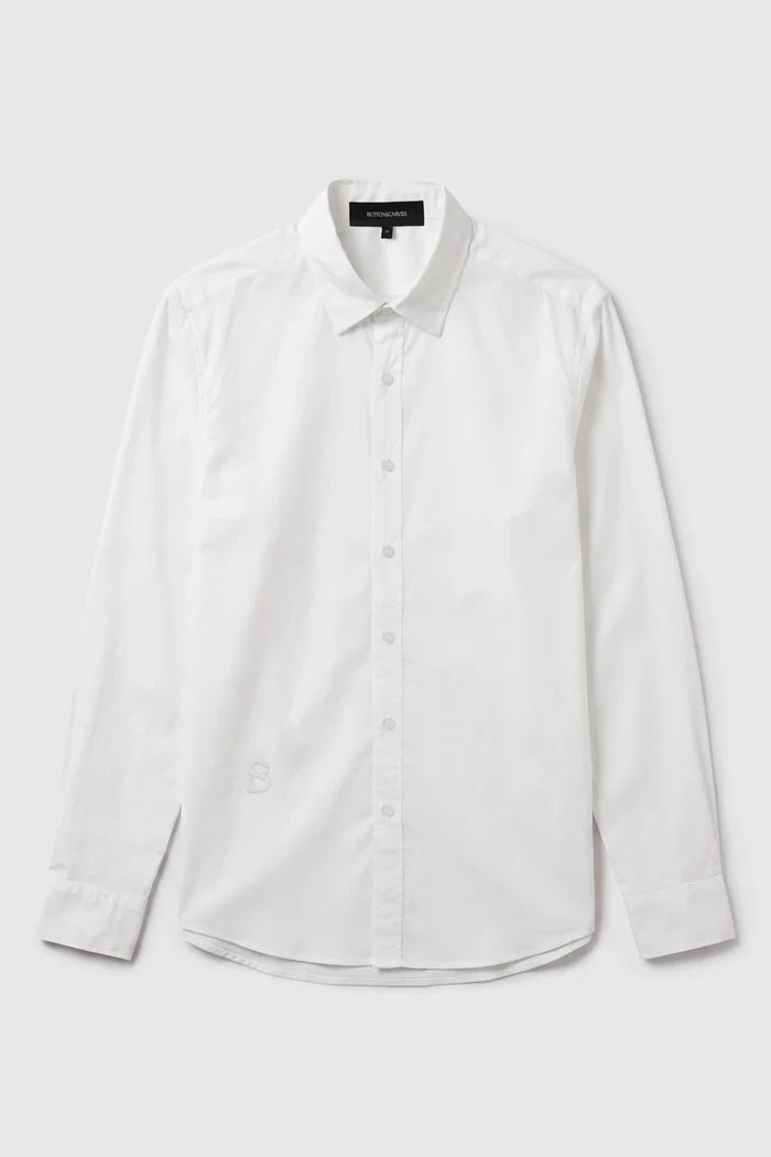 everyday men embroidery long sleeve shirt in white by buttonscarves