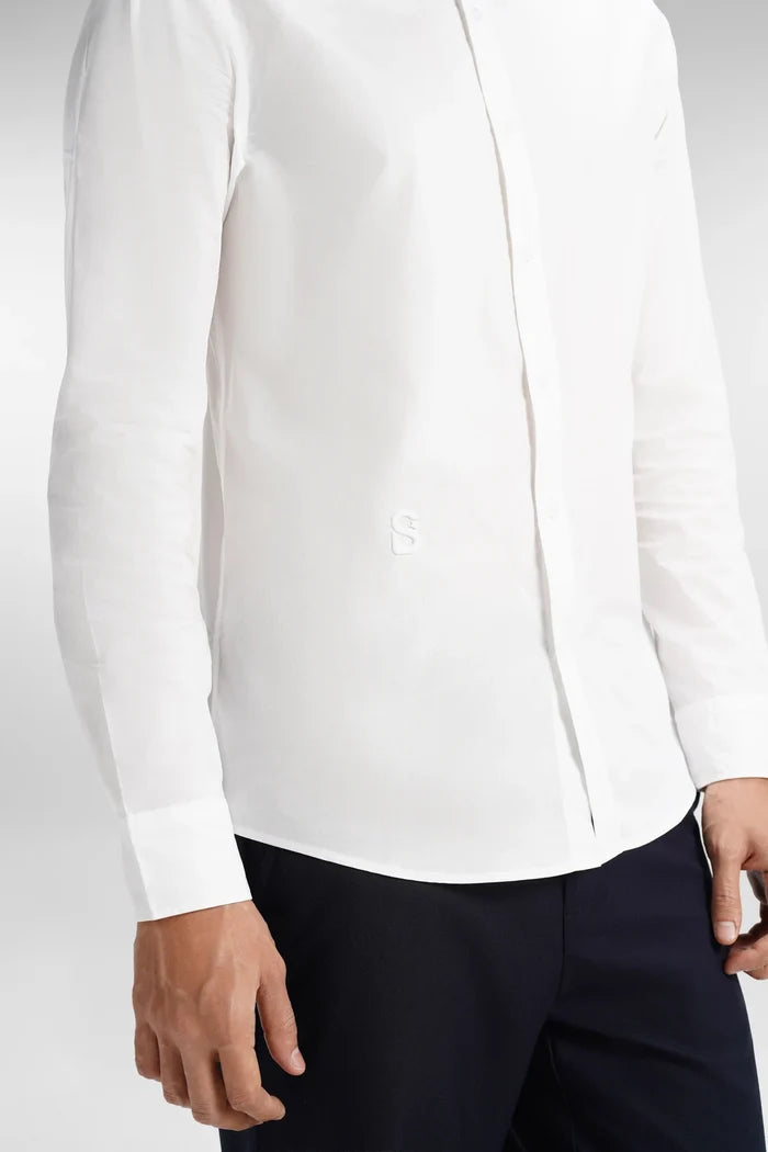 everyday men embroidery long sleeve shirt in white by buttonscarves detail
