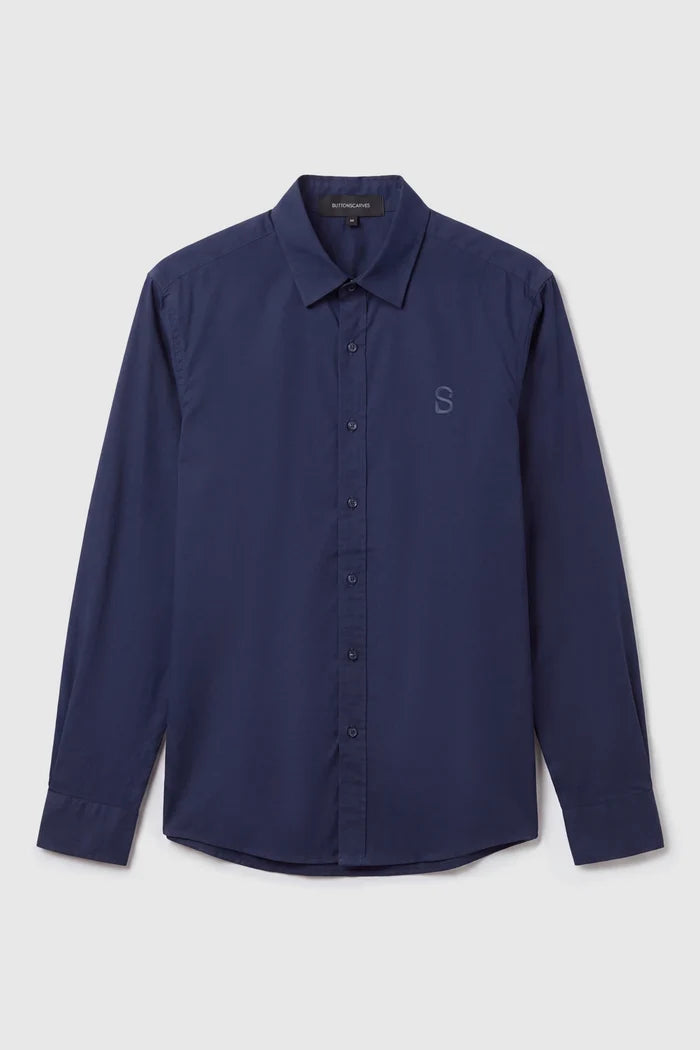 everyday men embroidery shirt in blue by buttonscarves
