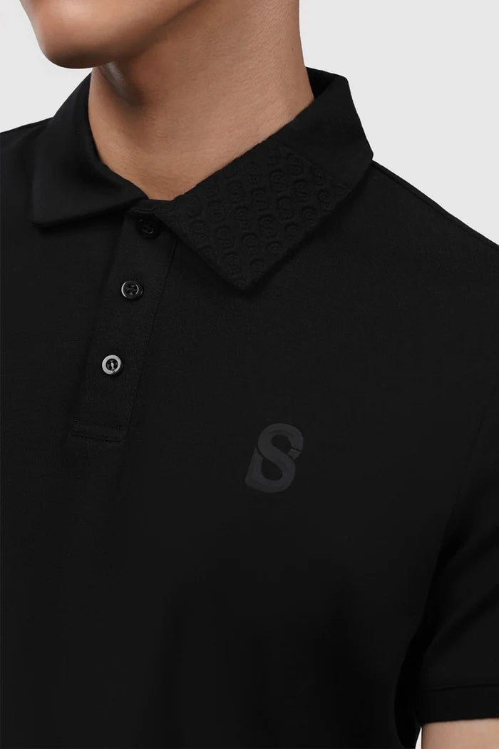 everyday men polo short sleeve in black by buttonscarves with detail b signature