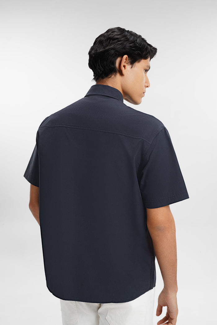 everyday men short sleeve shirt in blue by buttonscarves back view