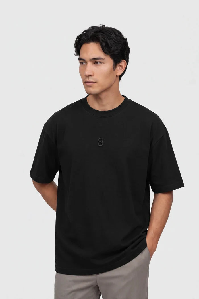 everyday men t-shirt in black by buttonscarves front view