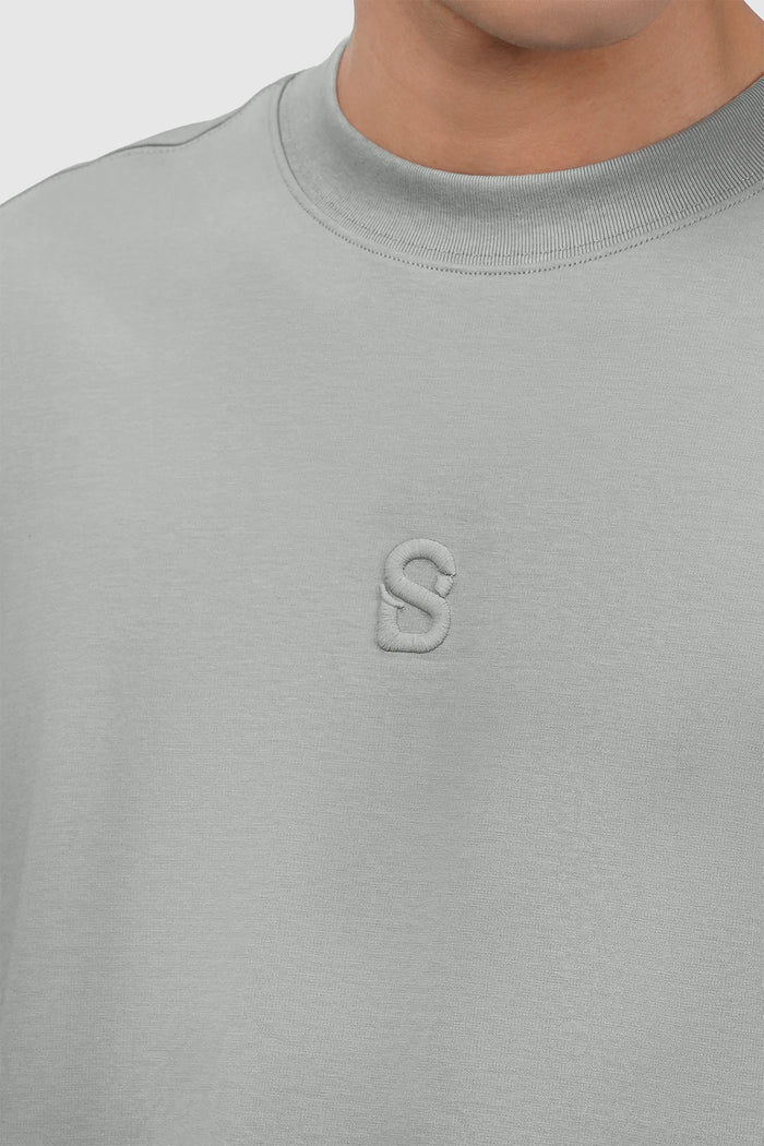 everyday men t-shirt in grey by buttonscarves with debossed b logo