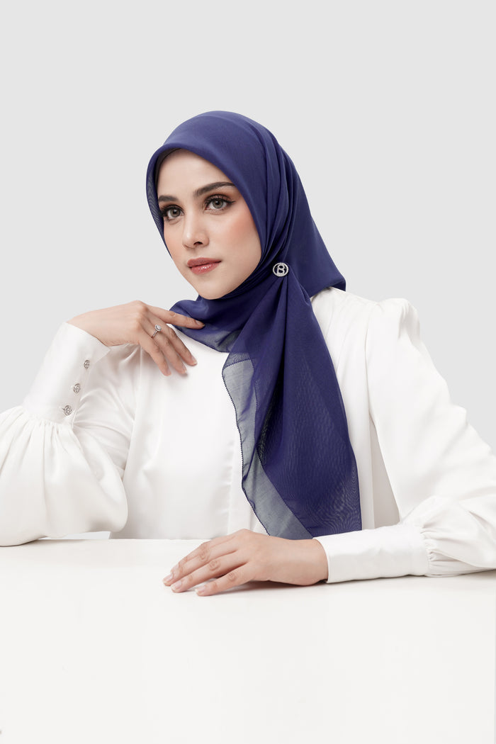everyday scarf in blue ribbon by buttonscarves front view