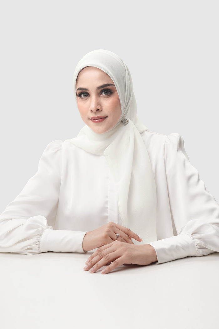 everyday scarf in bright white by buttonscarves front view