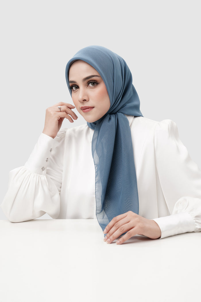 everyday scarf in china blue by buttonscarves front view