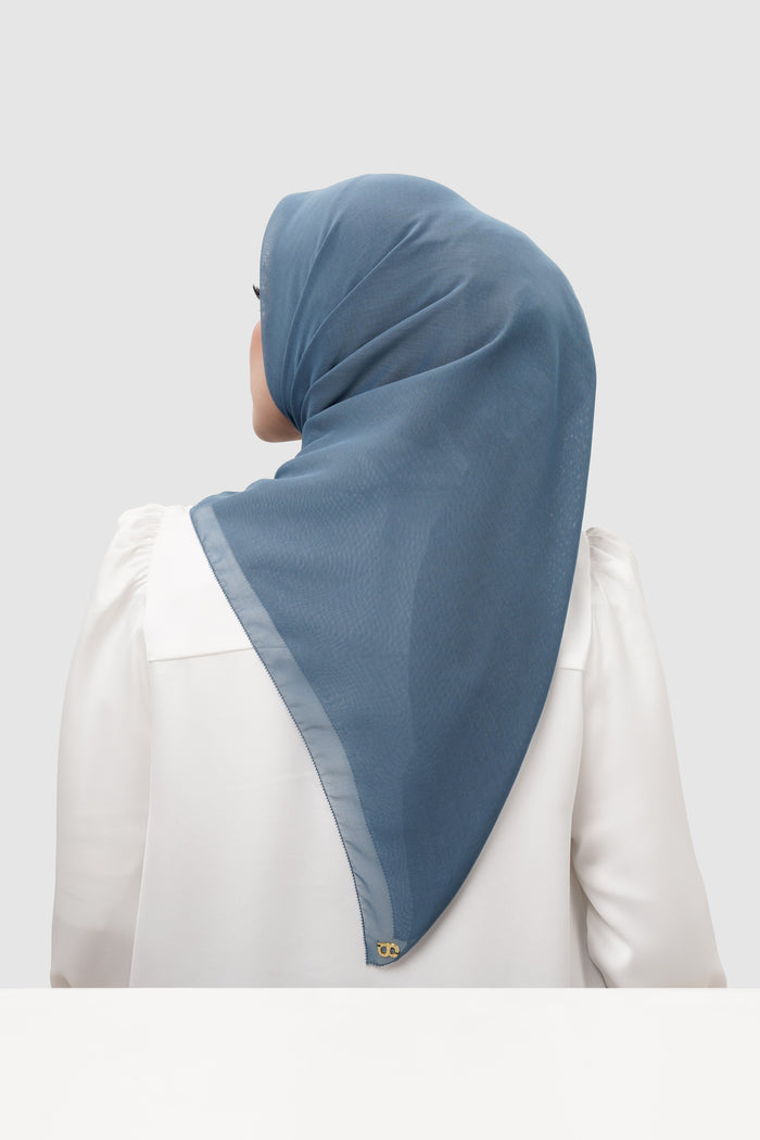everyday scarf in china blue by buttonscarves back view