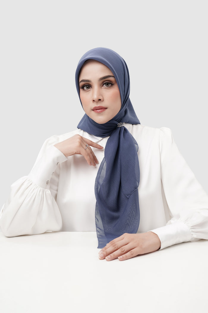 everyday scarf in crown blue by buttonscarves front view