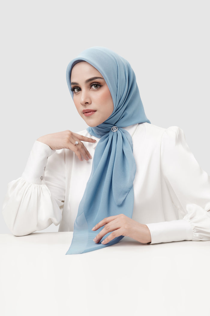 everyday scarf in dusty blue by buttonscarves front view