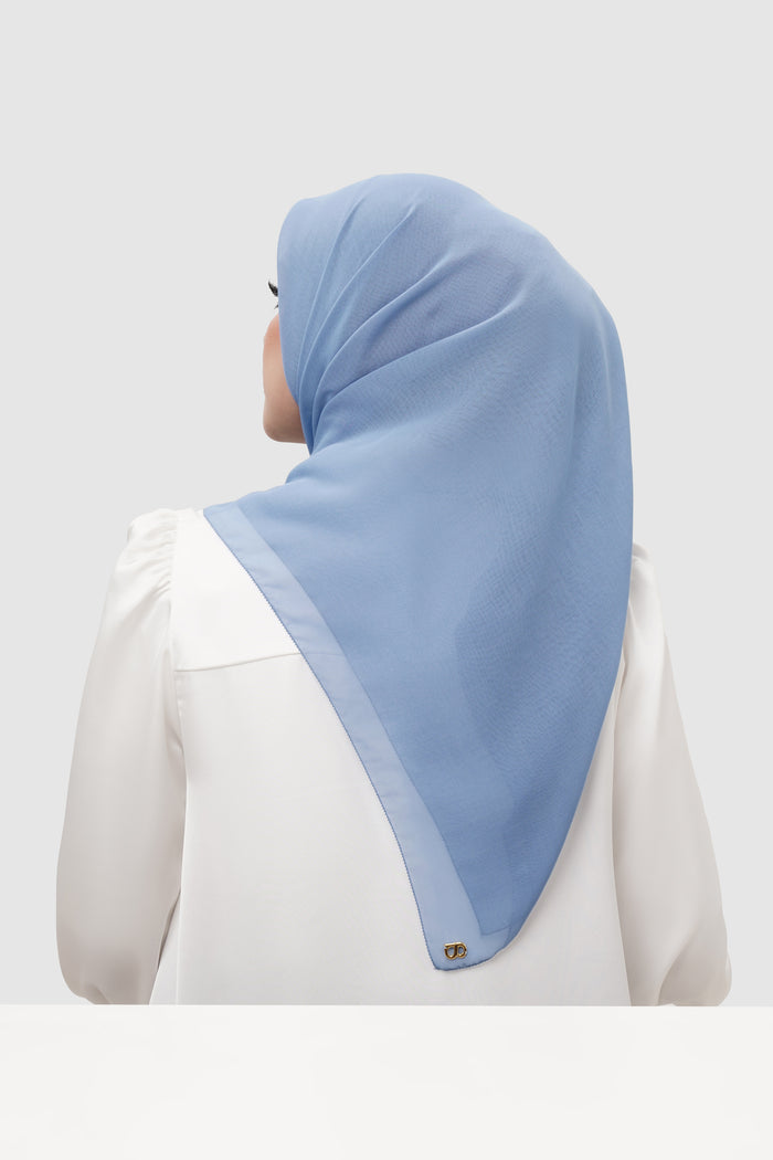 everyday scarf in forever blue by buttonscarves back view