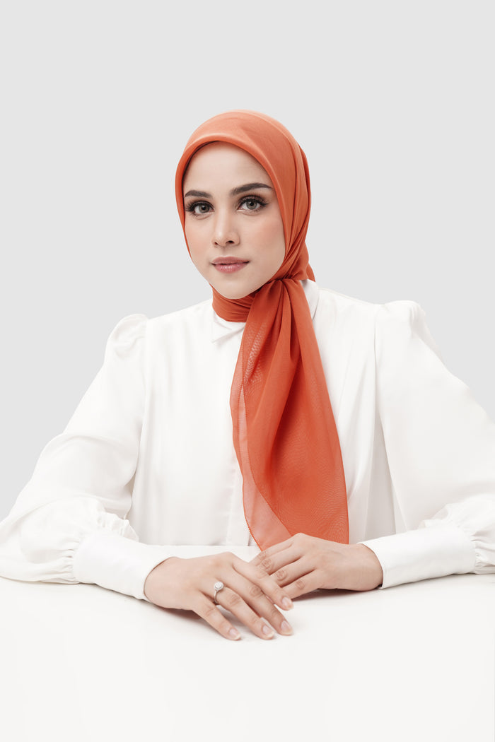everyday scarf in mango by buttonscarves front view