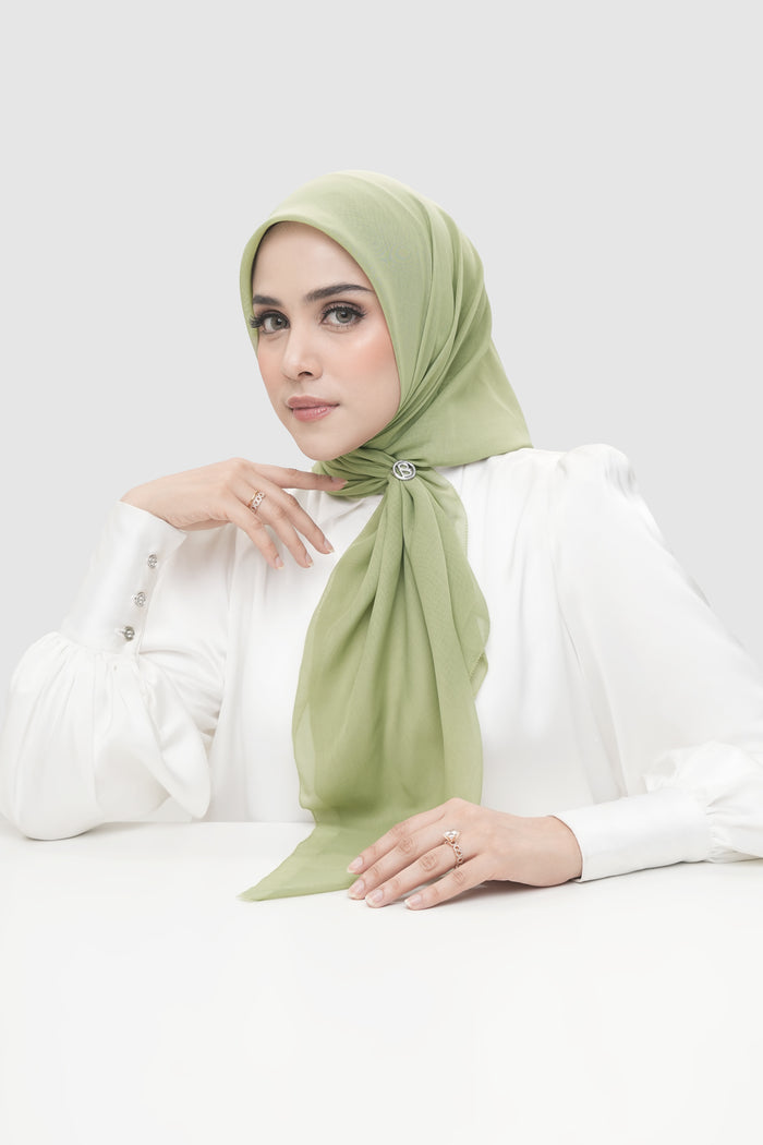 everyday scarf in sage by buttonscarves front view