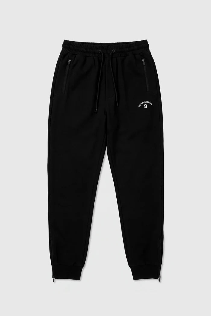 everyday signature sweatpants for men in black by buttonscarves