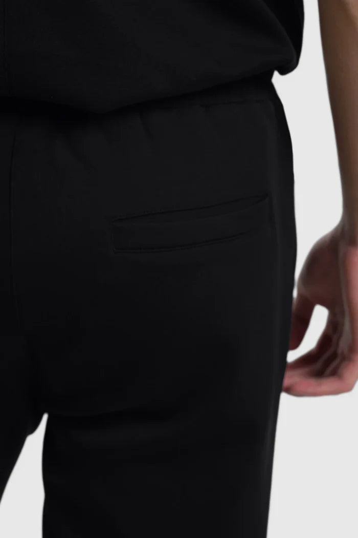 everyday signature sweatpants for men in black by buttonscarves back view