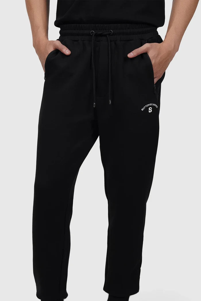 everyday signature sweatpants for men in black by buttonscarves front view