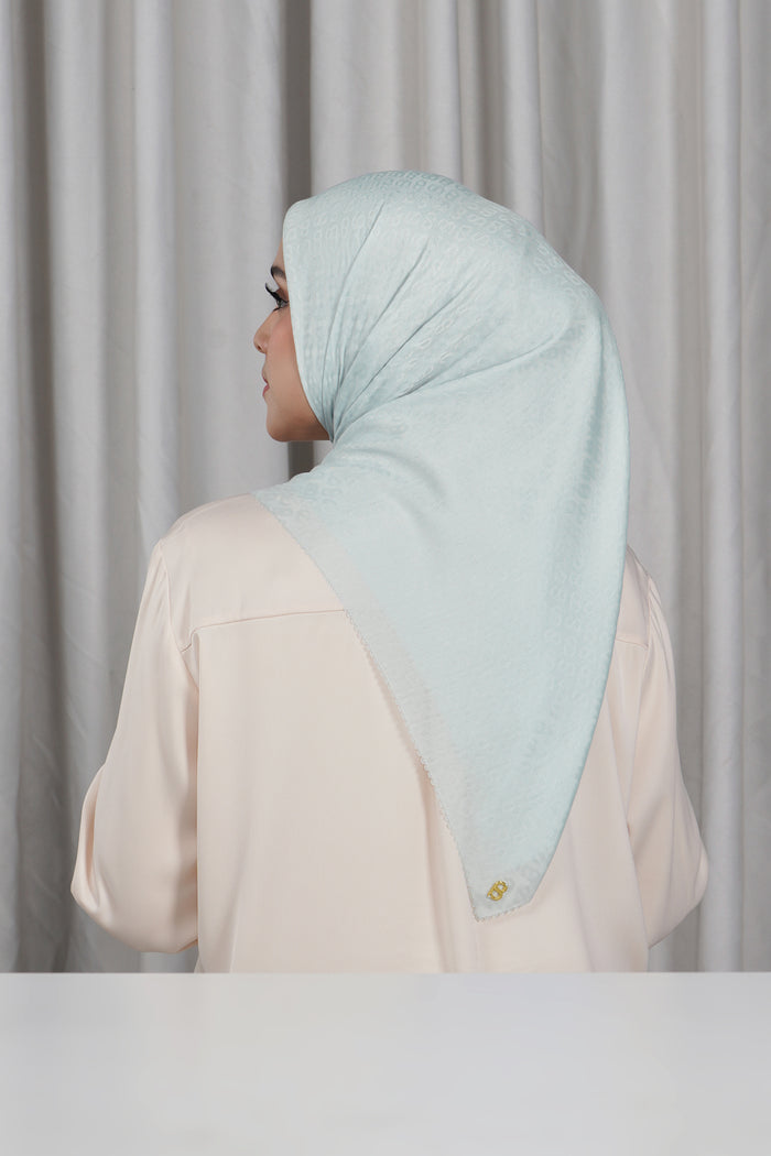everyday tapis embossed 2.0 scarf in baby blue by buttonscarves back view