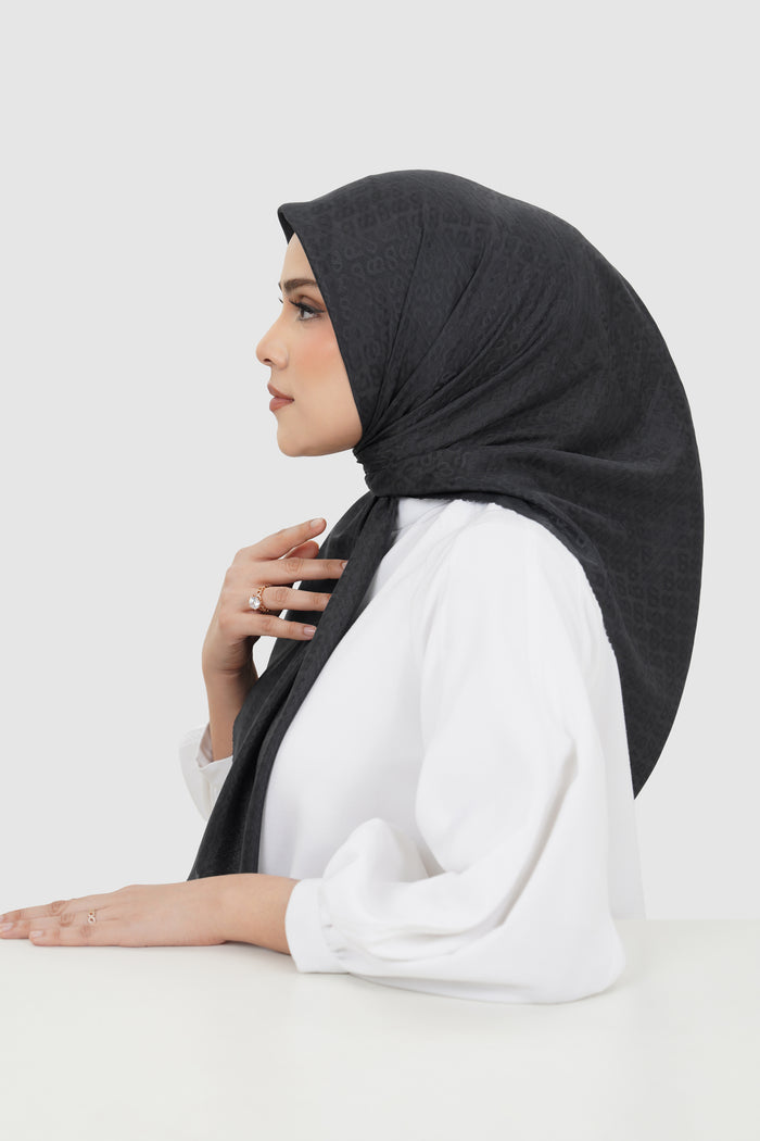 everyday tapis embossed 2.0 scarf in black onyx by buttonscarves side view