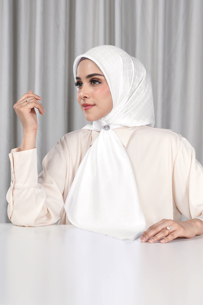 everyday tapis embossed 2.0 scarf in bright white by buttonscarves front view