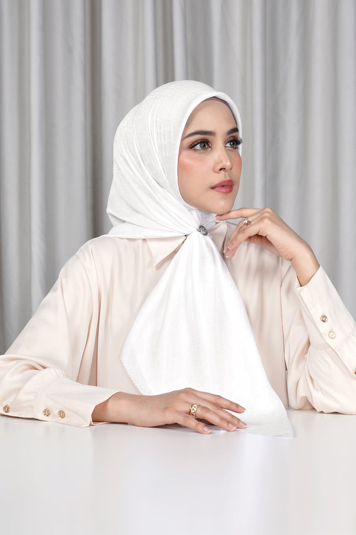 everyday tapis embossed 2.0 scarf in bright white by buttonscarves side view