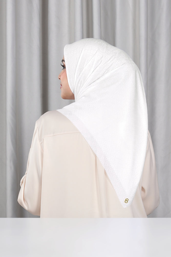 everyday tapis embossed 2.0 scarf in bright white by buttonscarves back view