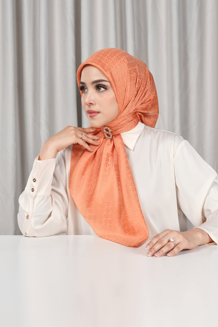 everyday tapis embossed 2.0 scarf in caramel by buttonscarves side view