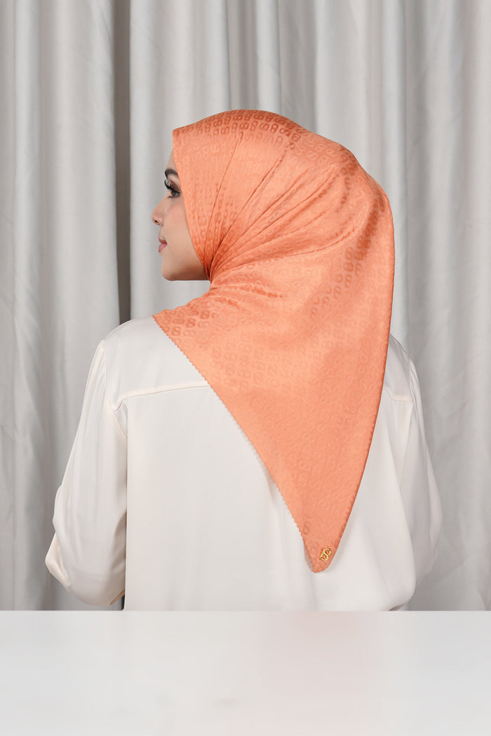 everyday tapis embossed 2.0 scarf in caramel by buttonscarves back view