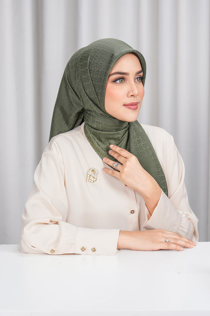 everyday tapis embossed 2.0 scarf in dusty olive by buttonscarves side view