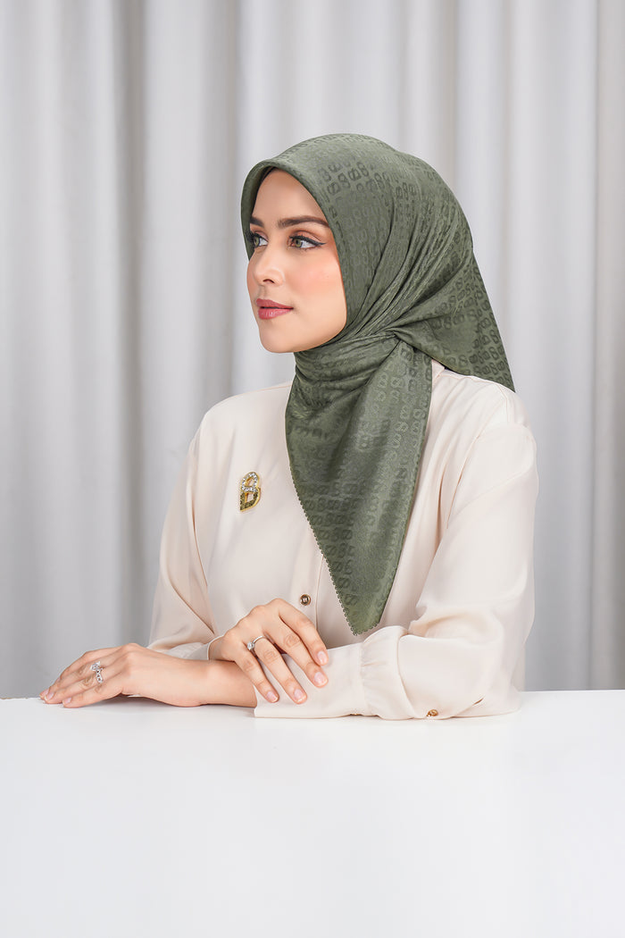 everyday tapis embossed 2.0 scarf in dusty olive by buttonscarves side view