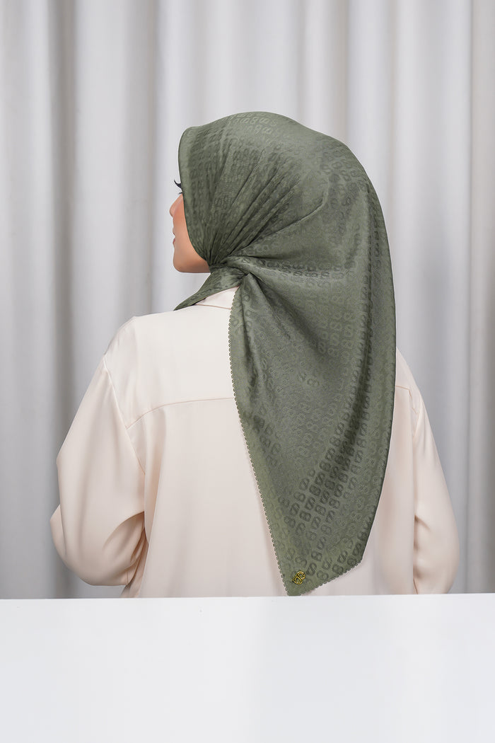 everyday tapis embossed 2.0 scarf in dusty olive by buttonscarves back view