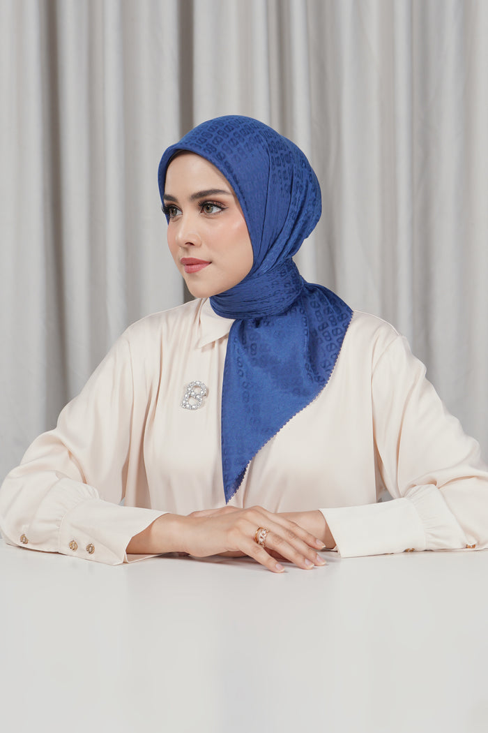 everyday tapis embossed 2.0 scarf in estate blue by buttonscarves front view