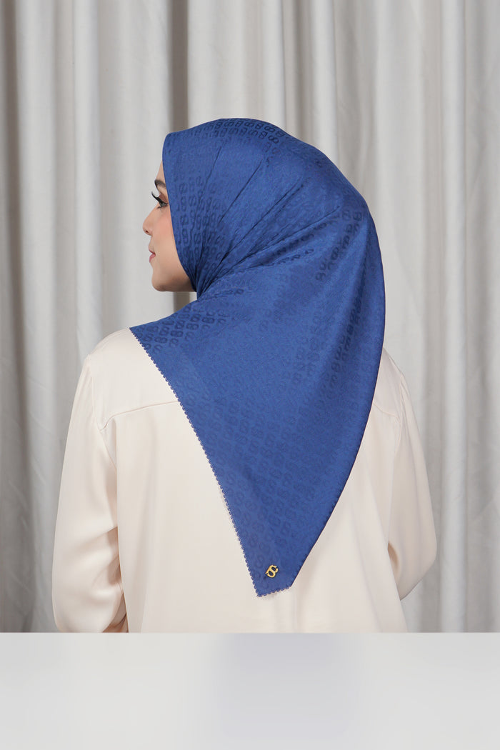 everyday tapis embossed 2.0 scarf in estate blue by buttonscarves back view