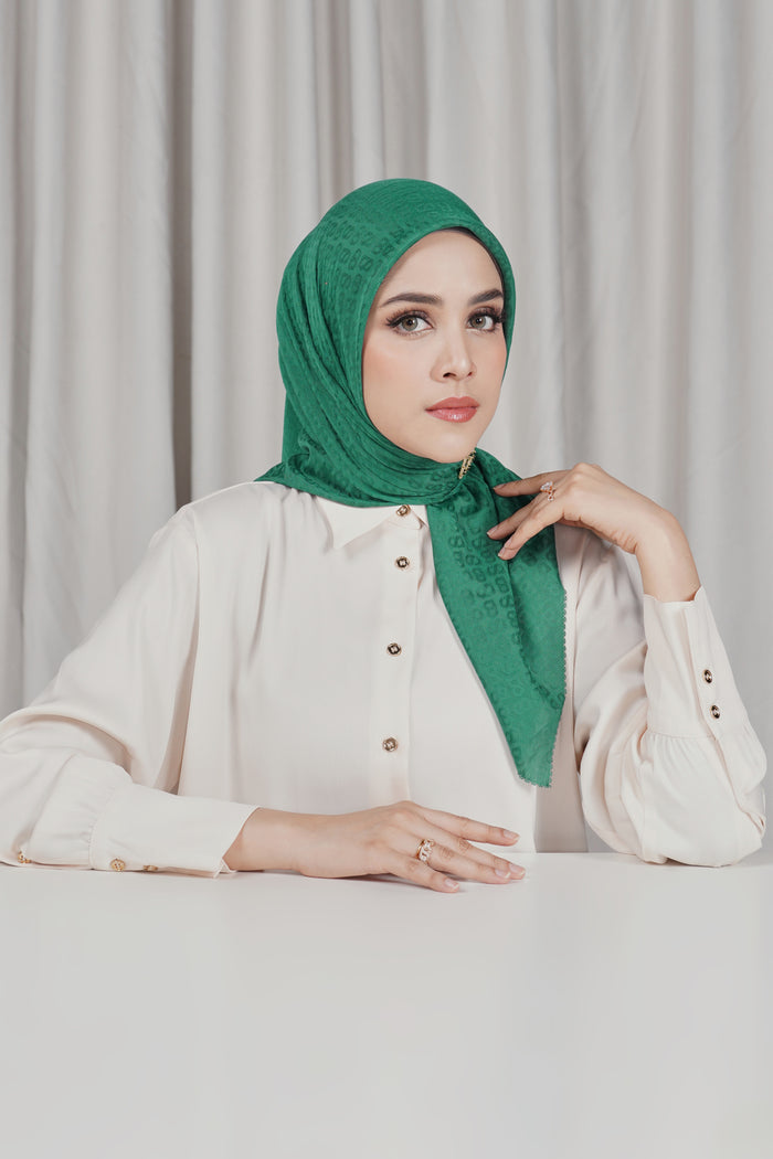 everyday tapis embossed 2.0 scarf in evergreen by buttonscarves front view