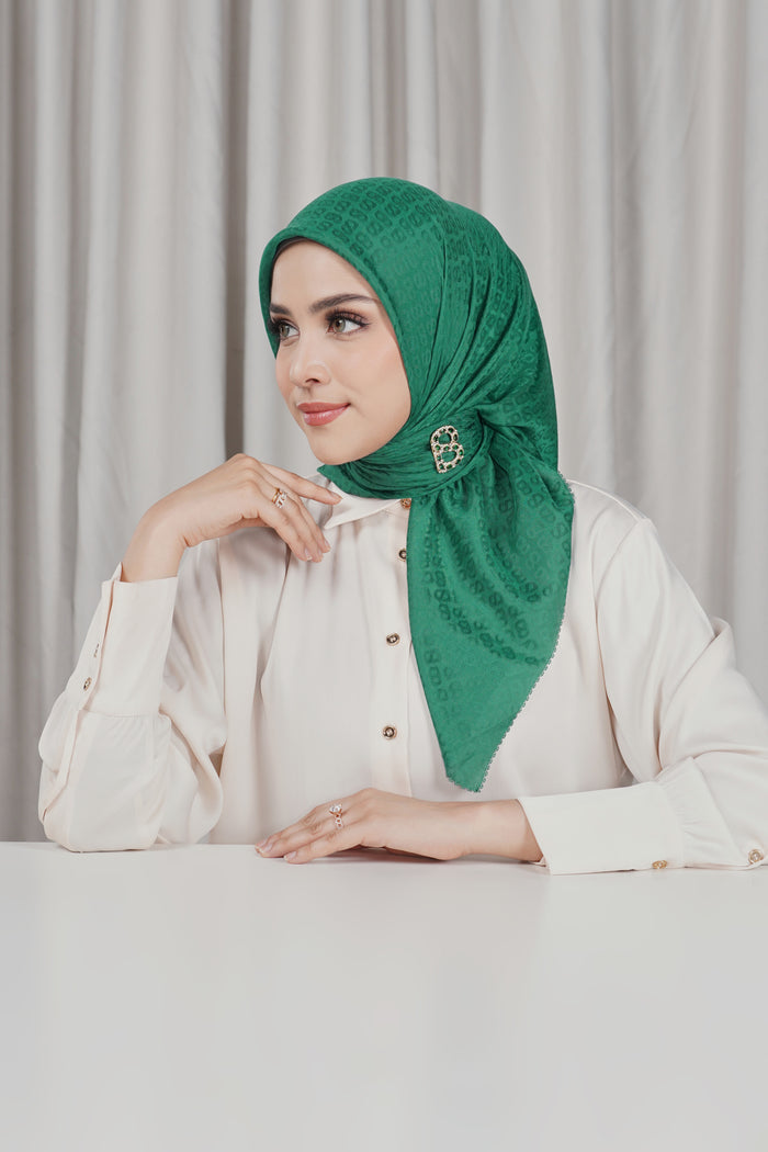 everyday tapis embossed 2.0 scarf in evergreen by buttonscarves side view