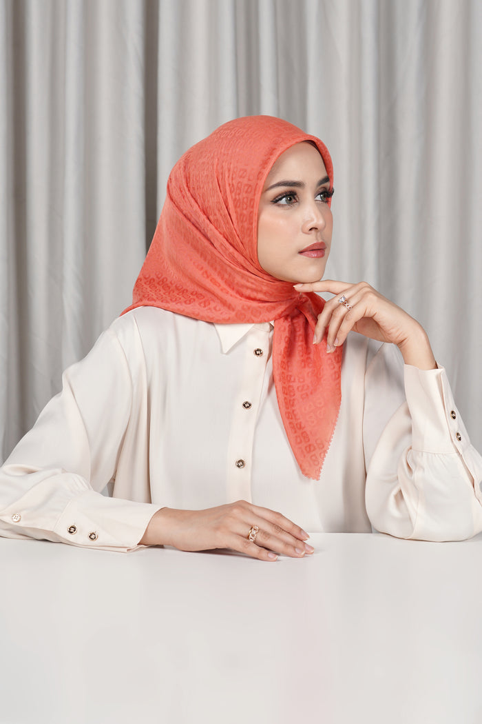 everyday tapis embossed 2.0 scarf in ginger by buttonscarves side view
