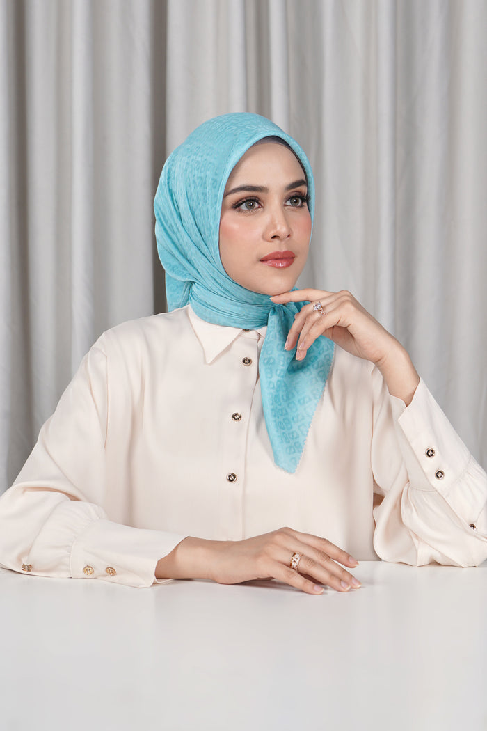 everyday tapis embossed 2.0 scarf in milky blue by buttonscarves