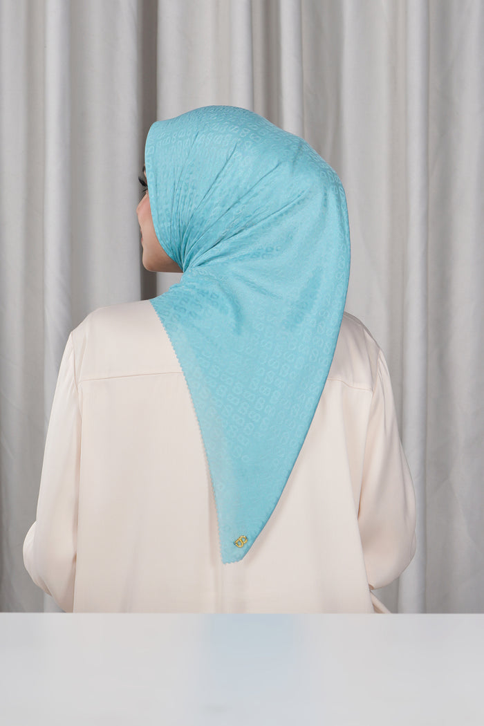 everyday tapis embossed 2.0 scarf in milky blue by buttonscarves back view