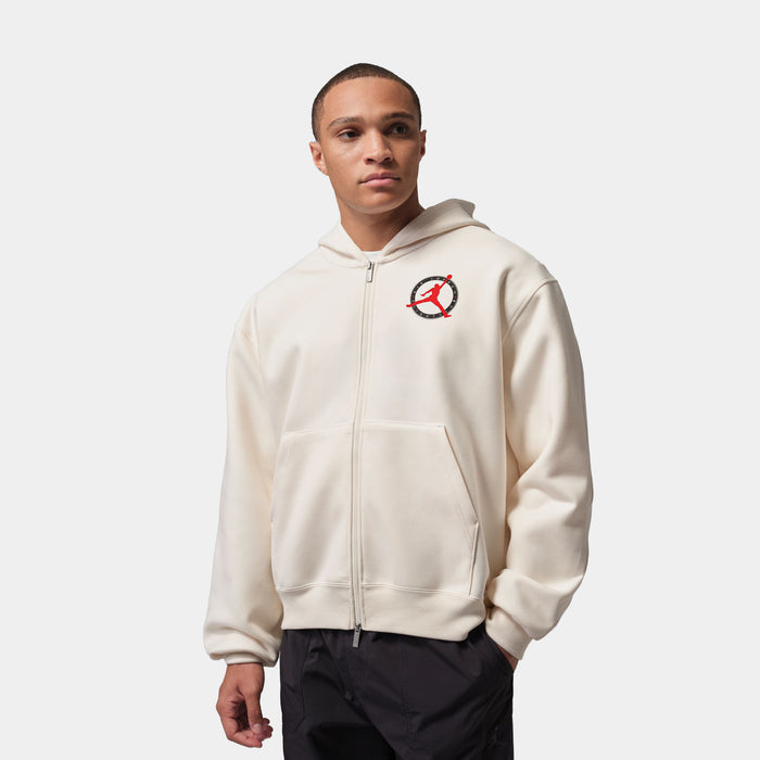 Jordan Flight Club Fleece Full Zip Knit Mens Sweatshirt (Pale Ivory)