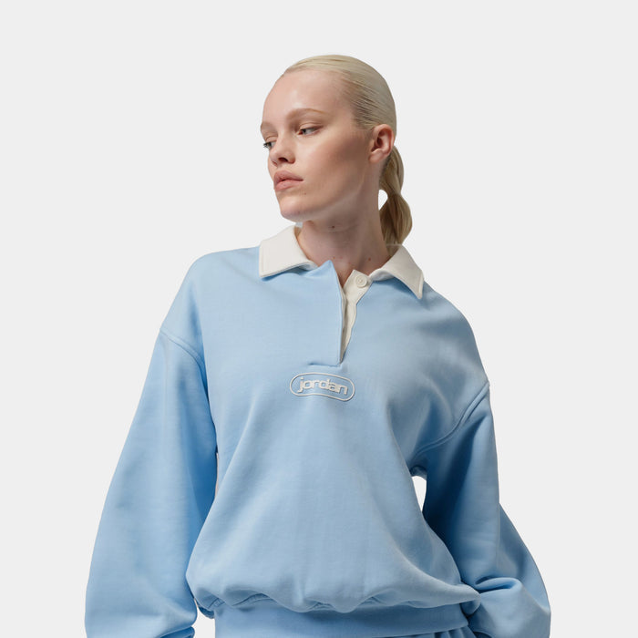 Flight Fleece Rugby Womens Top (Psychic Blue/Sail/Psychic Blue)