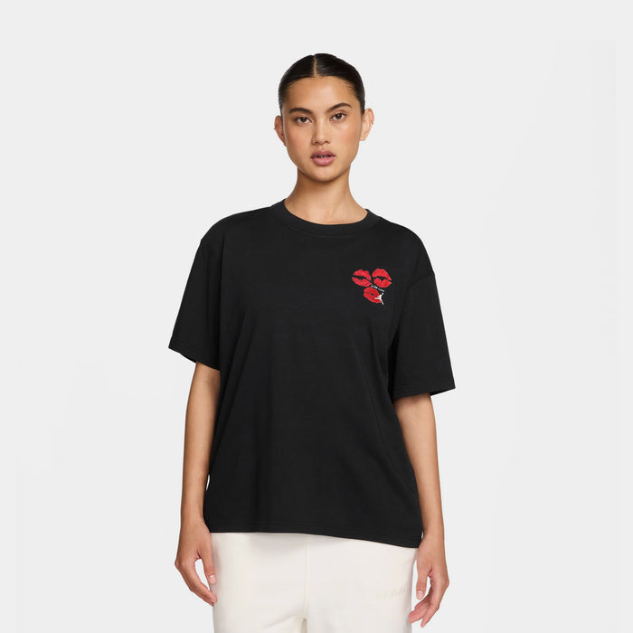 Flight Graphic Kiss Womens Short Sleeve Shirt (Black/White)